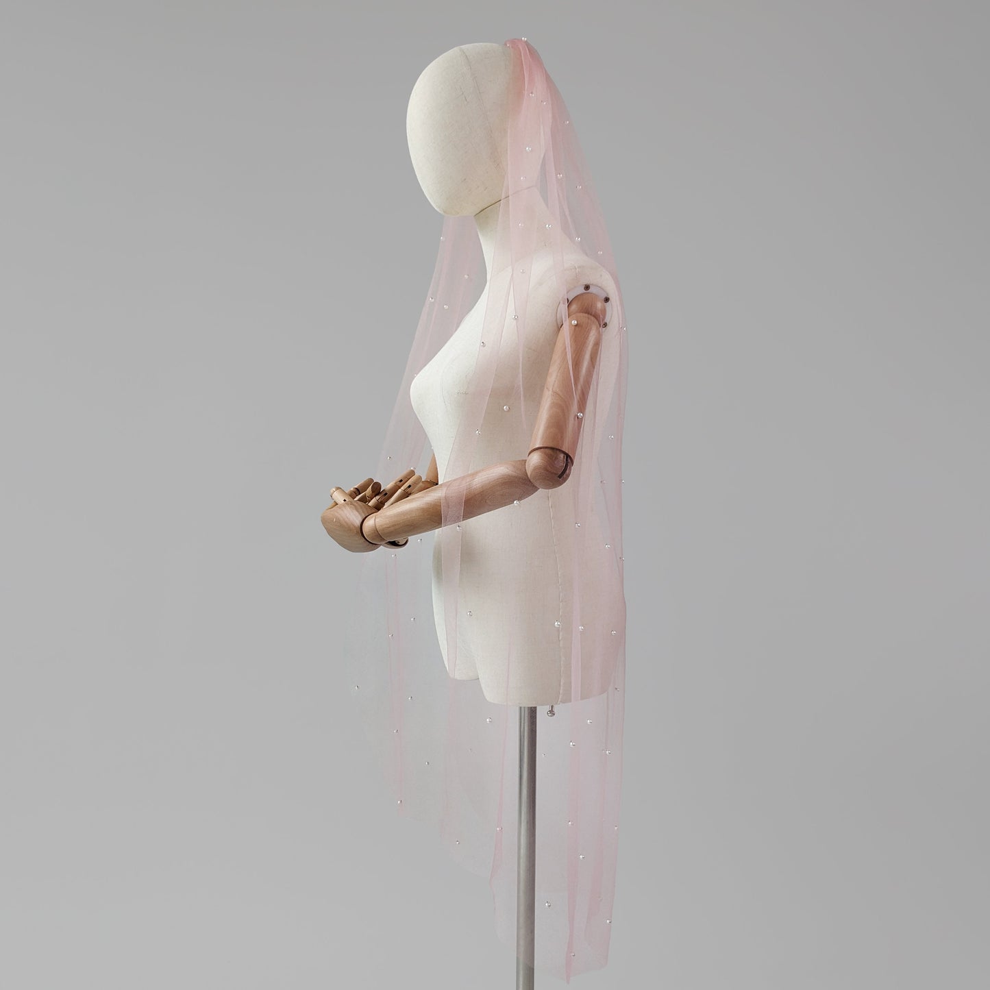Blush Pink Pearl Veil