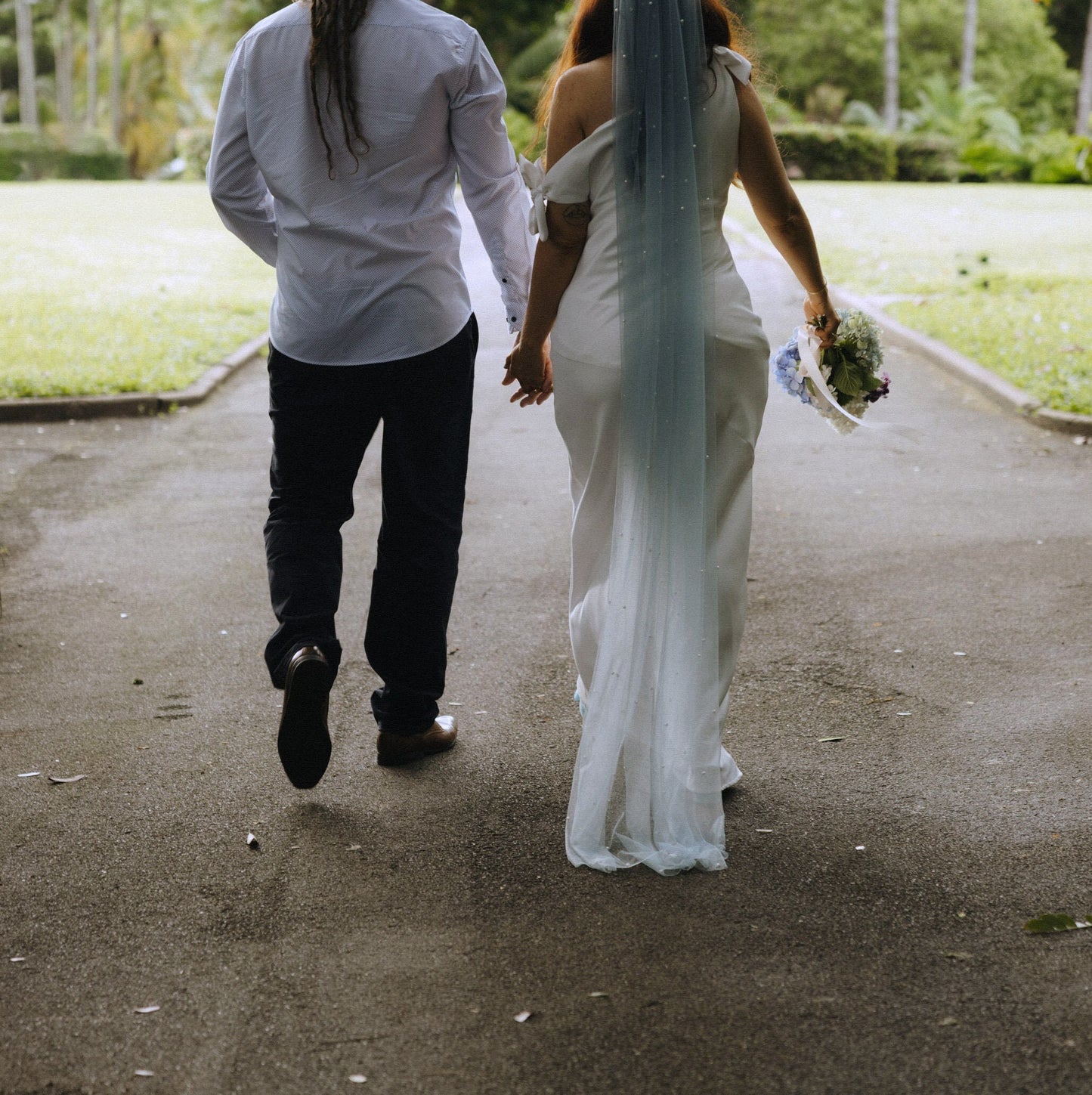 Dusty Blue Pearl Veil