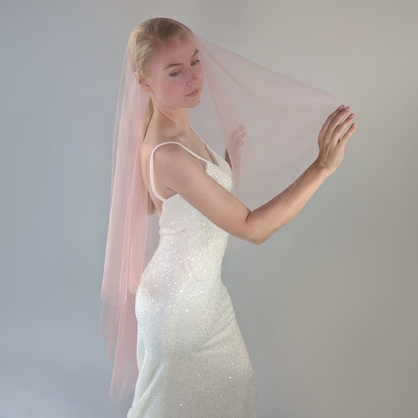 Blush Pink Blusher Veil