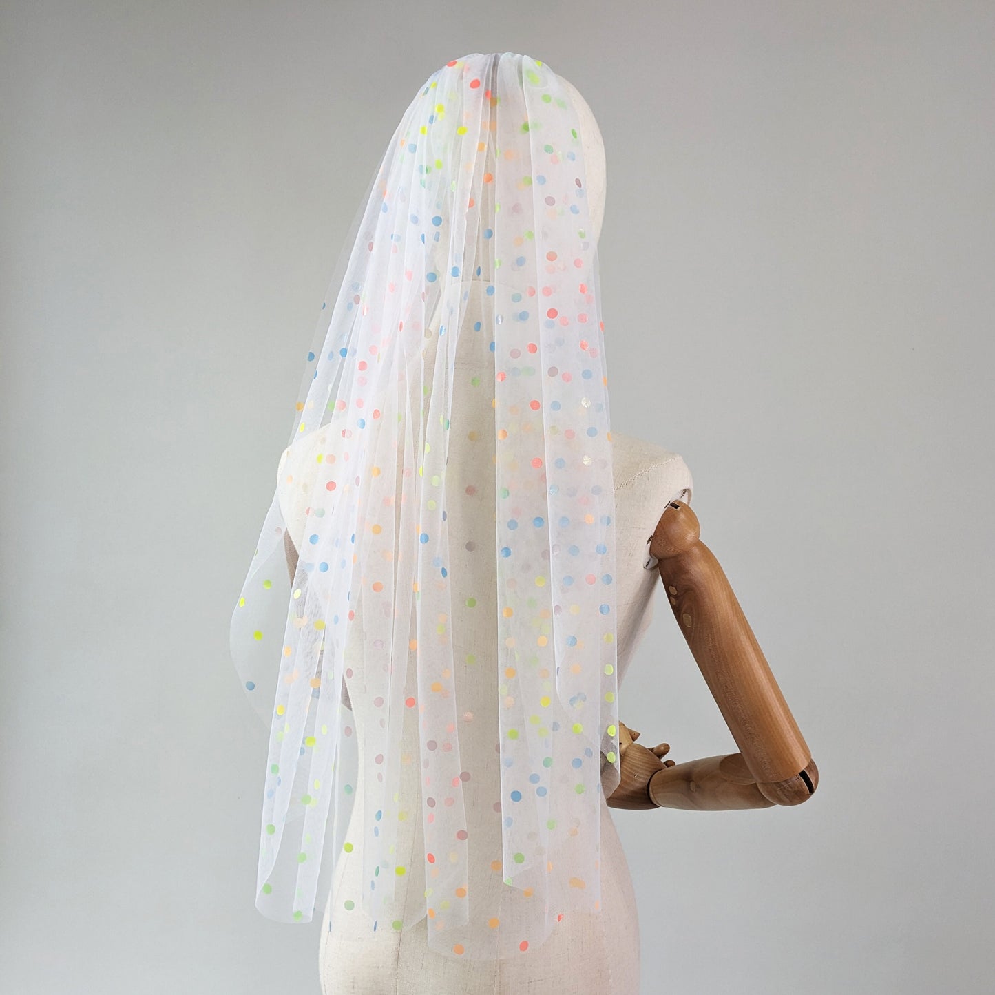 Ivory Rainbow Polka Dot Veil