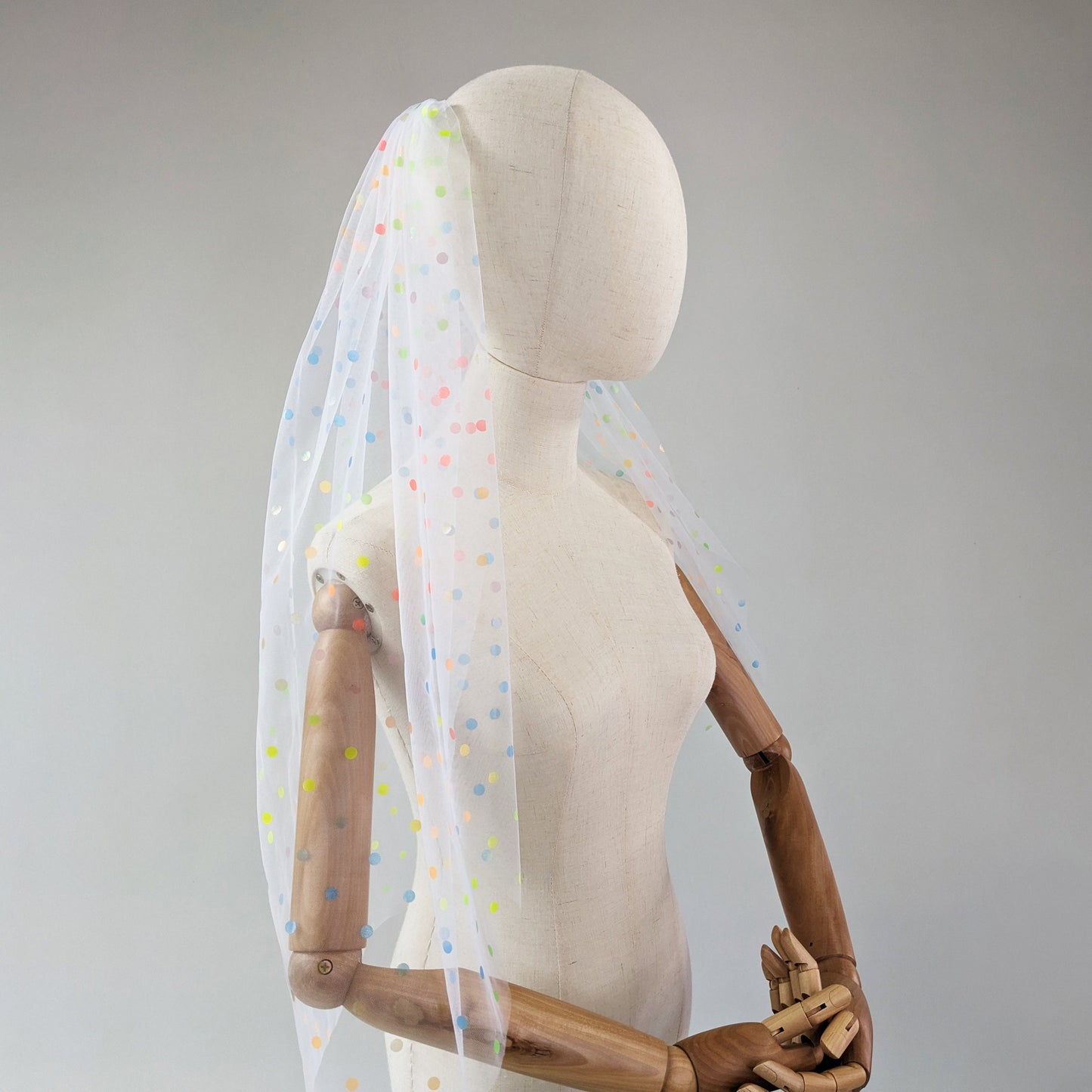 Ivory Rainbow Polka Dot Veil