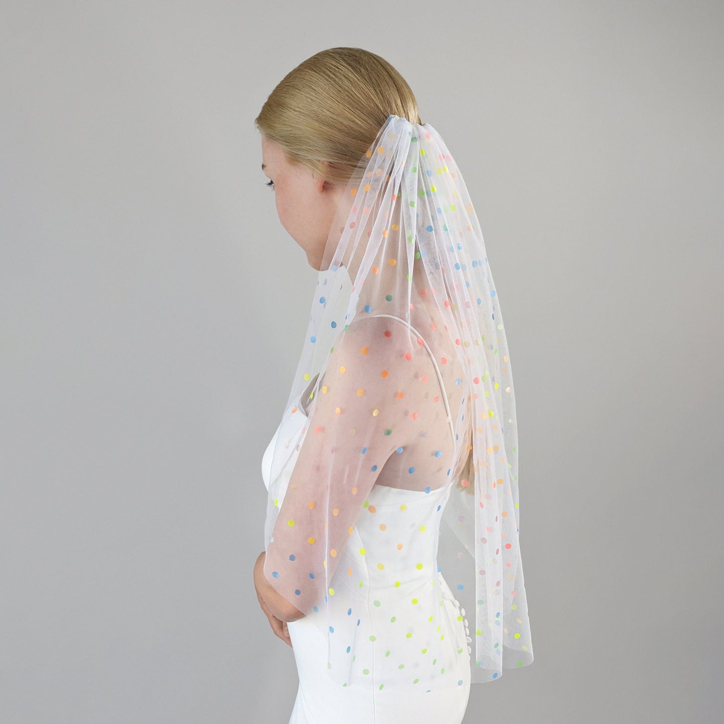 Ivory Rainbow Polka Dot Veil