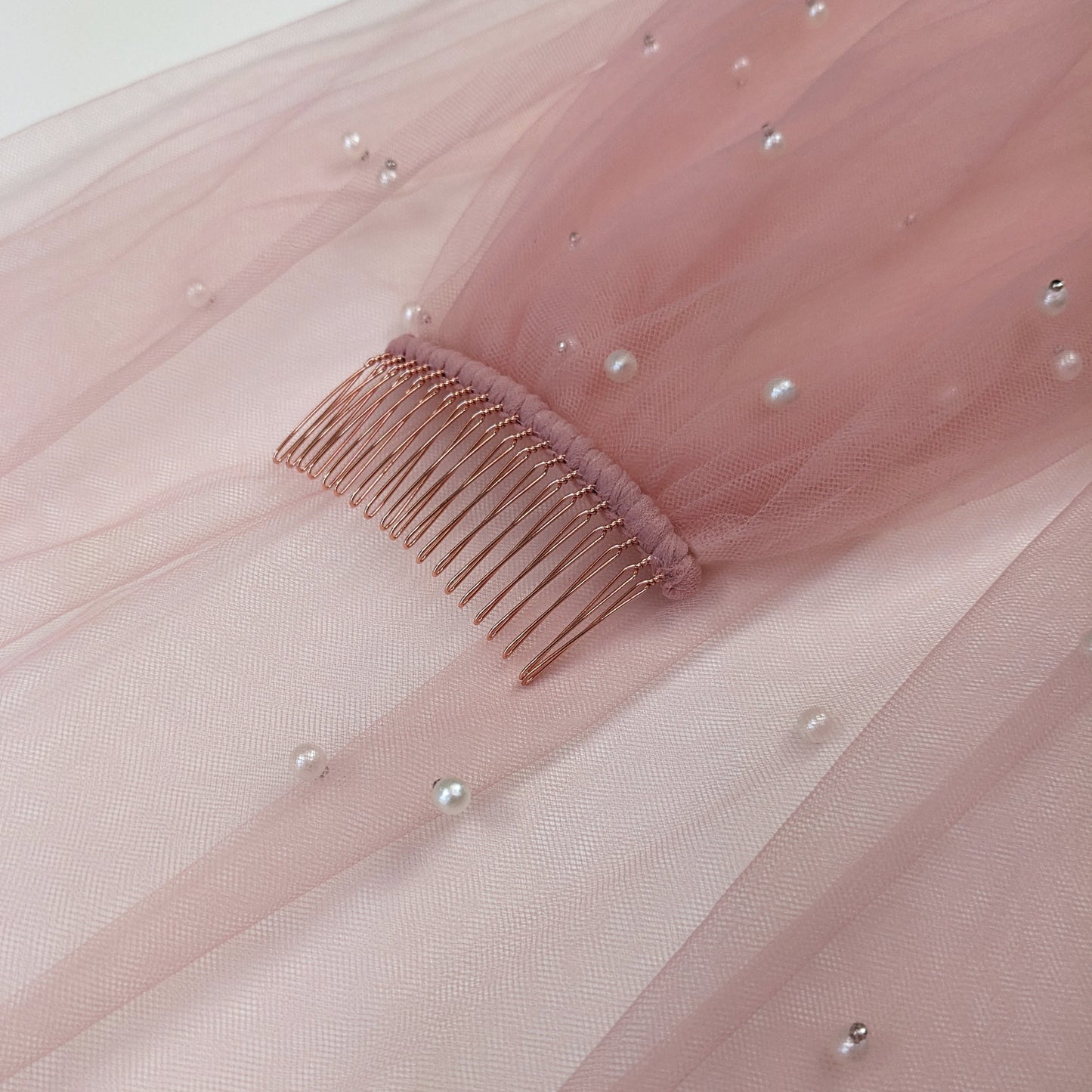 Blush Pink Pearl Veil