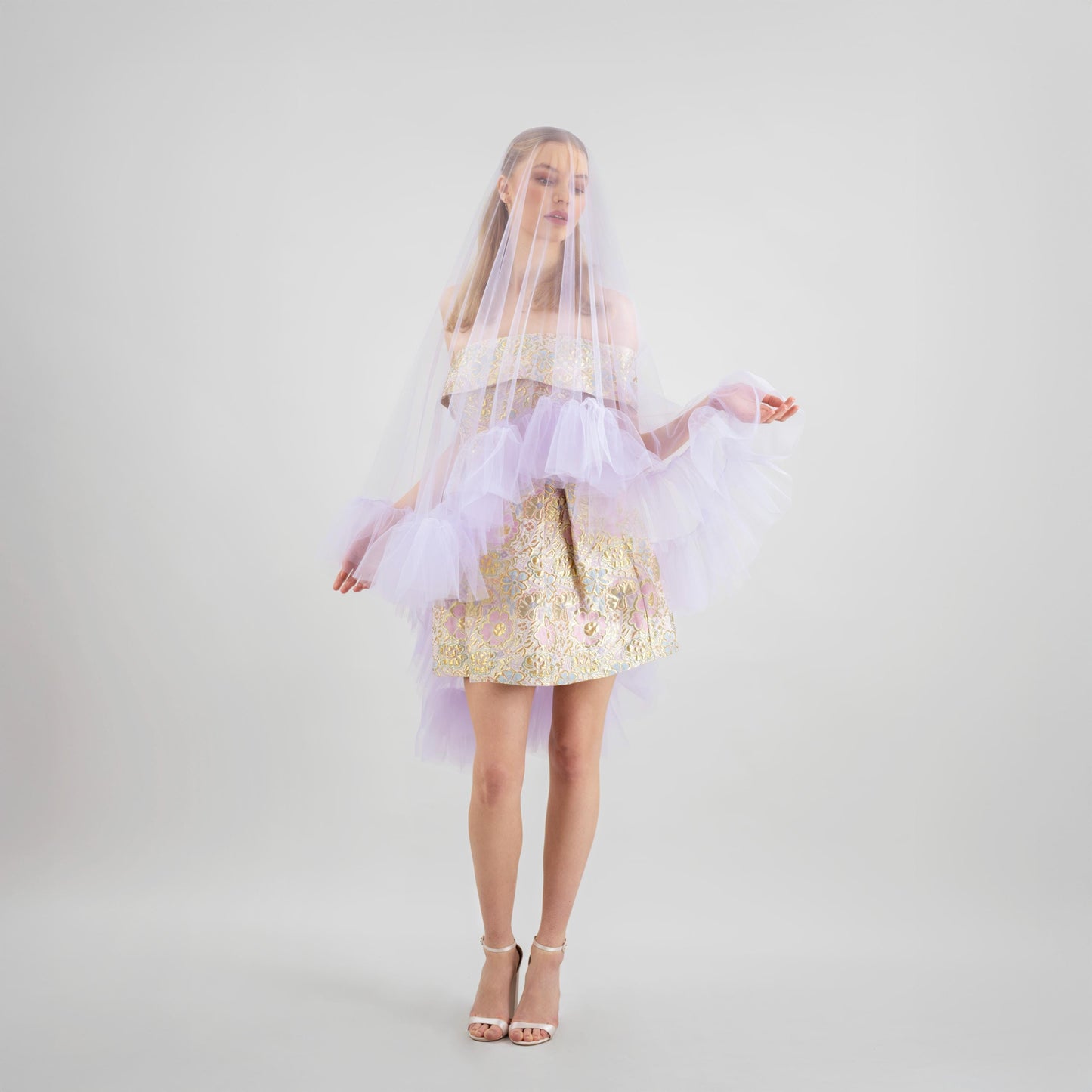 Lavender Purple Ruffle Veil