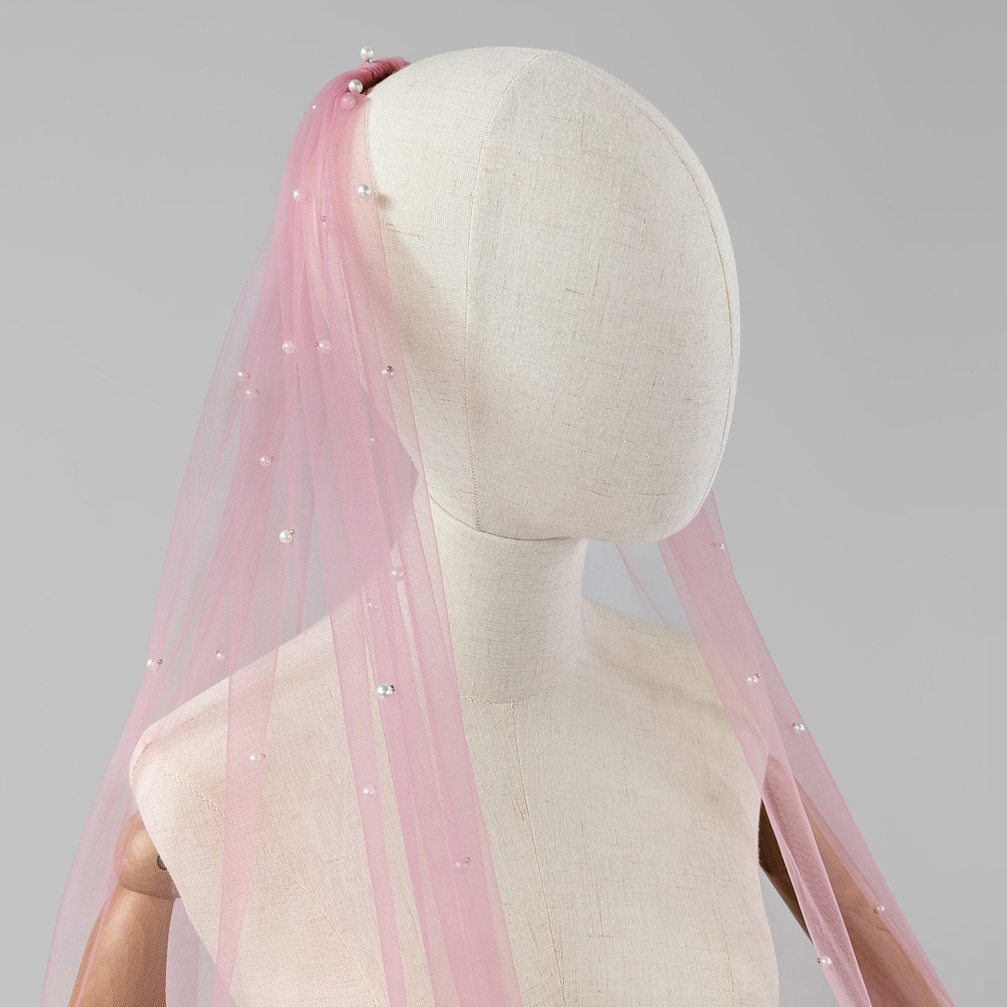 Dusty Pink Pearl Veil