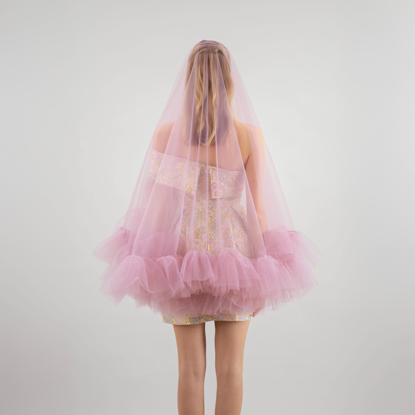 Lilac Purple Ruffle Veil