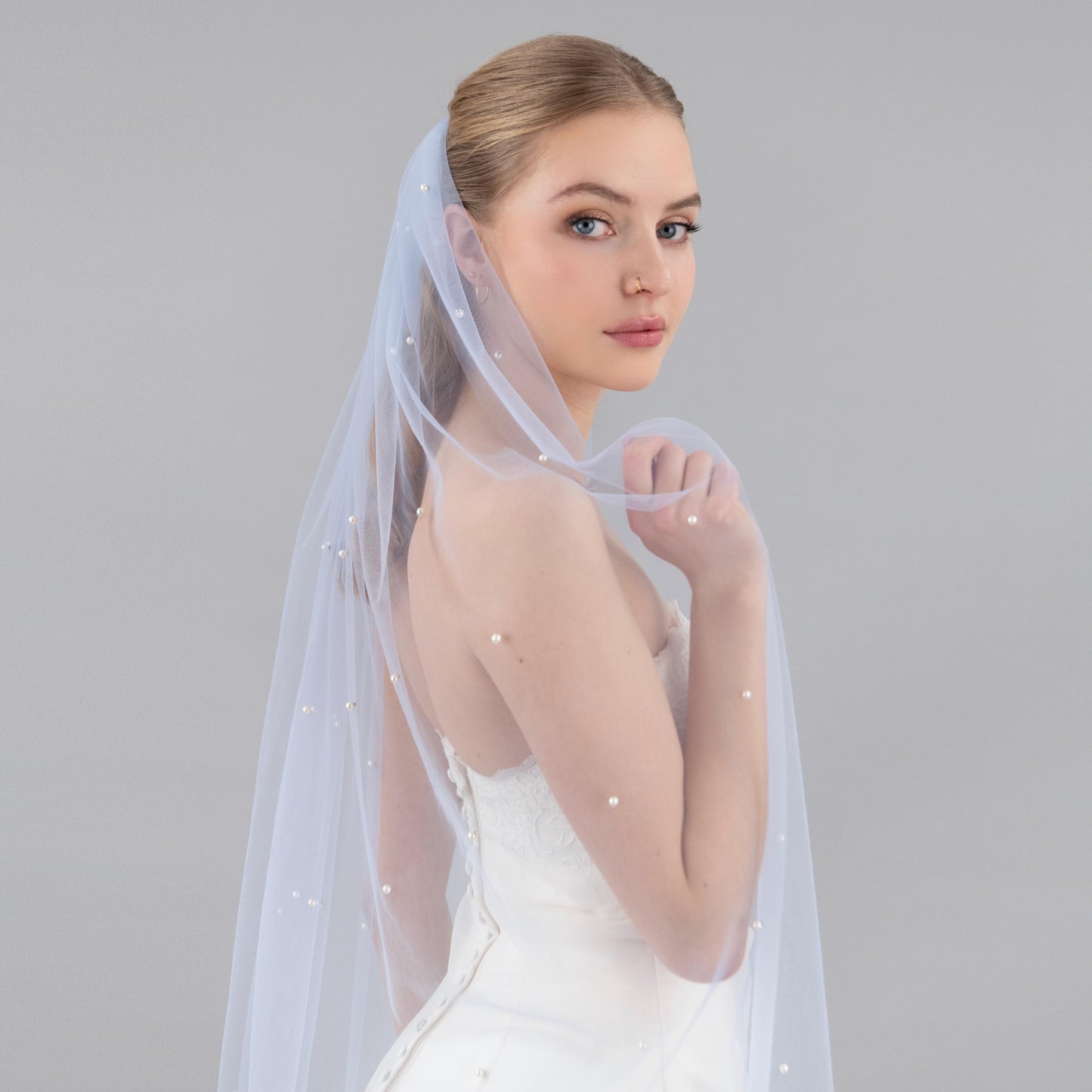 Sky Blue Pearl Veil