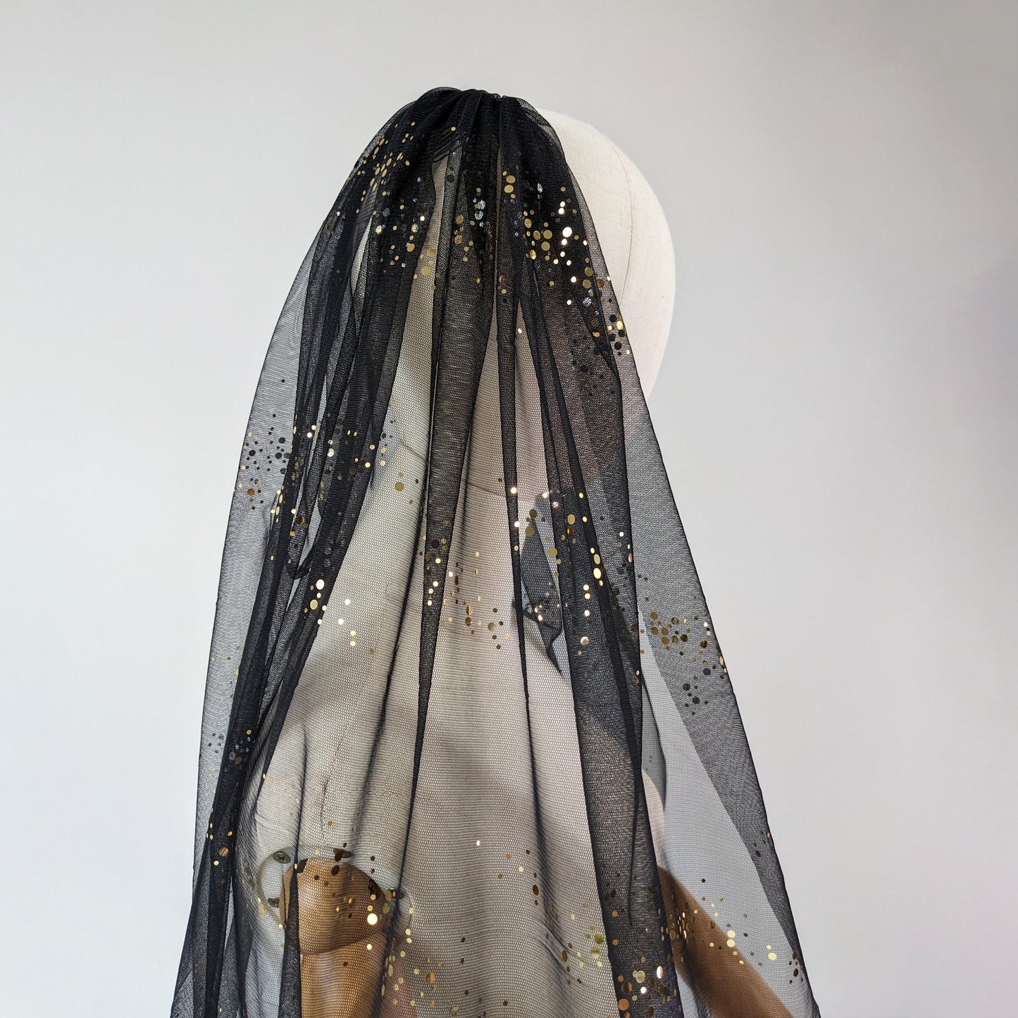 Black Large Gold Glitter Veil