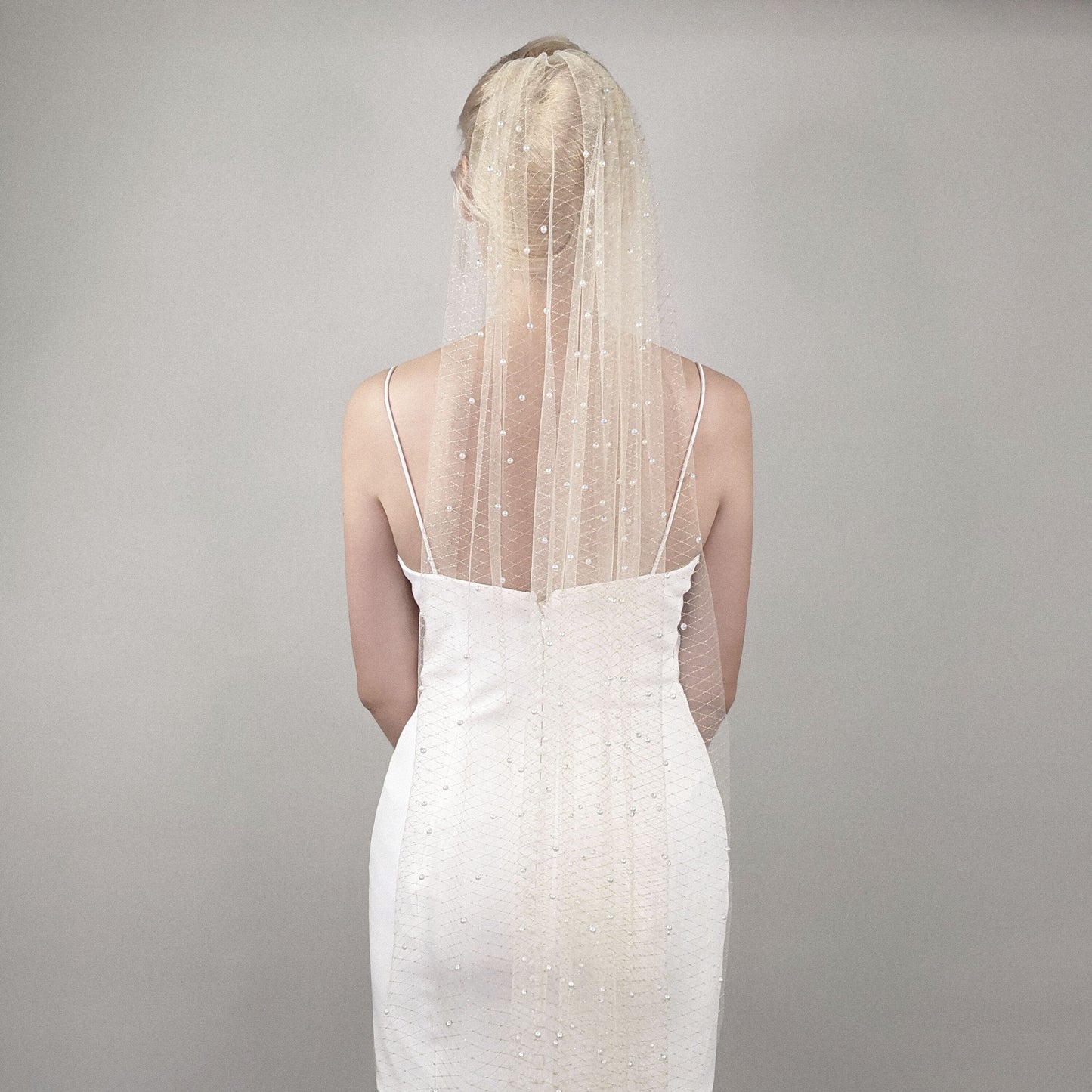 Champagne and Gold Thread Pearl Veil
