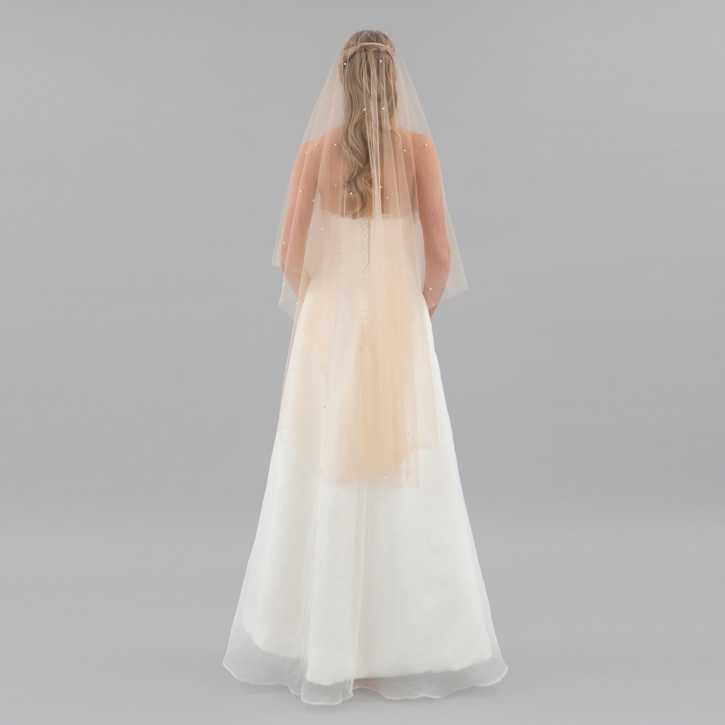 Dark Champagne Irregular Pearl Blusher Veil