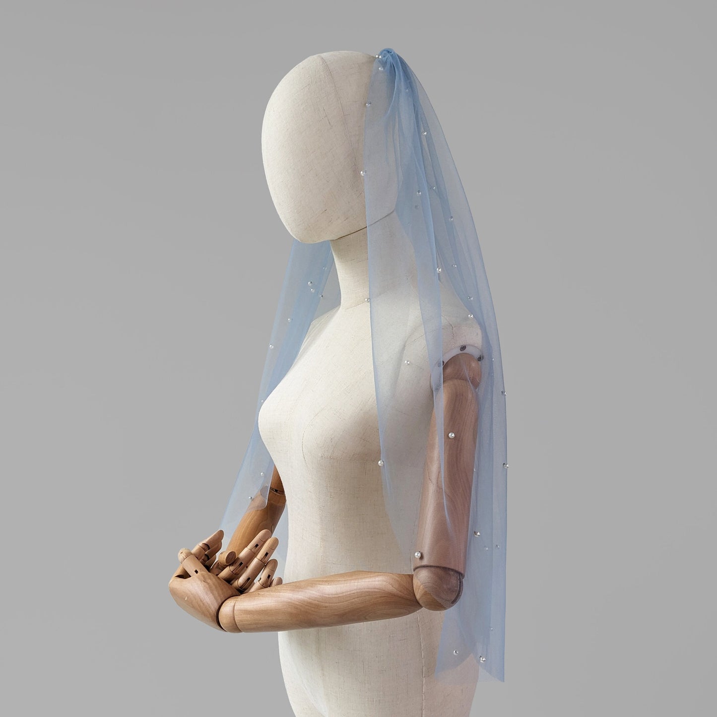 Dusty Blue Pearl Veil